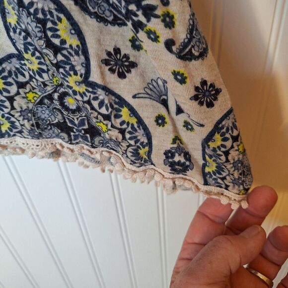 CATO Woman‎ Size 26/28W Top Pullover Tie Neck Tassel Short Sleeve Crochet Boho - Picture 7 of 12